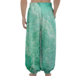 Teal Marble Print Lantern Pants