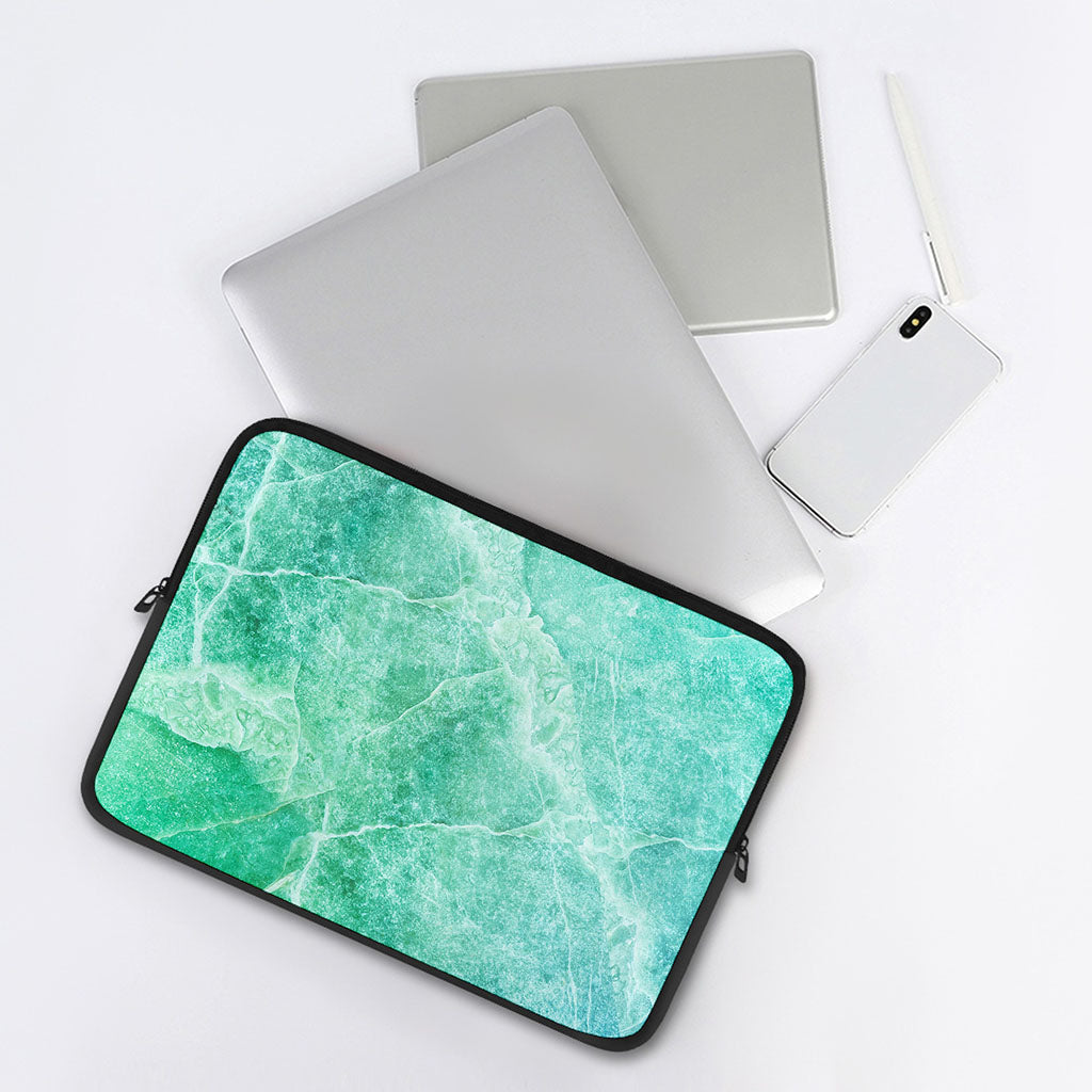 Teal Marble Print Laptop Sleeve