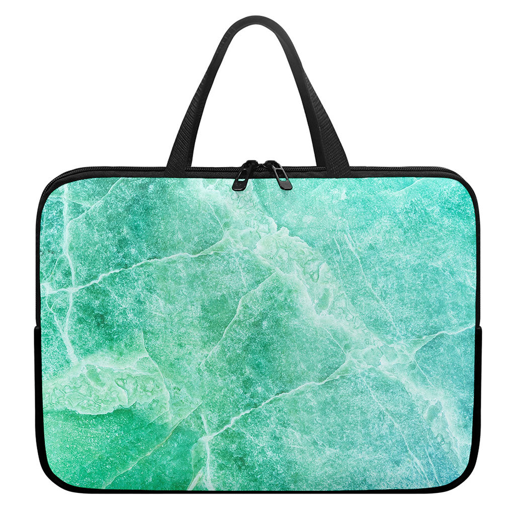 Teal Marble Print Laptop Sleeve With Handle
