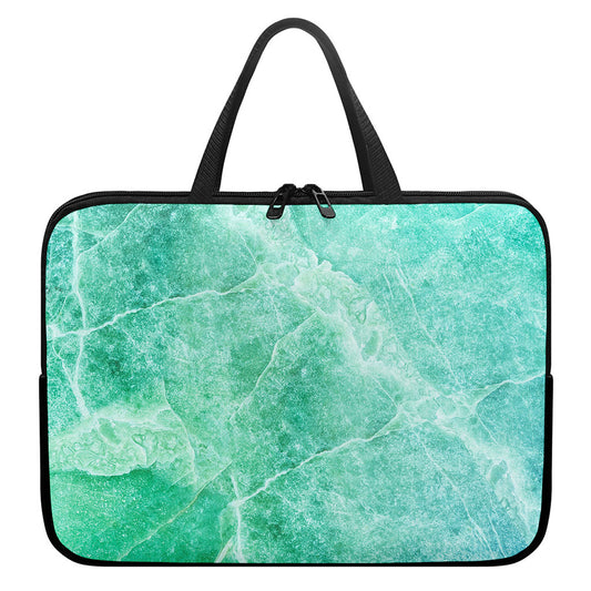 Teal Marble Print Laptop Sleeve With Handle