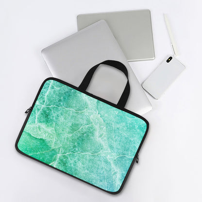 Teal Marble Print Laptop Sleeve With Handle