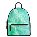Teal Marble Print Leather Backpack