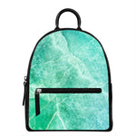 Teal Marble Print Leather Backpack
