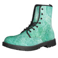 Teal Marble Print Lace-Up Boots