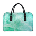 Teal Marble Print Leather Duffel Bag