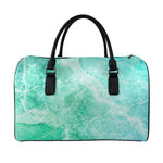 Teal Marble Print Leather Duffle Bag