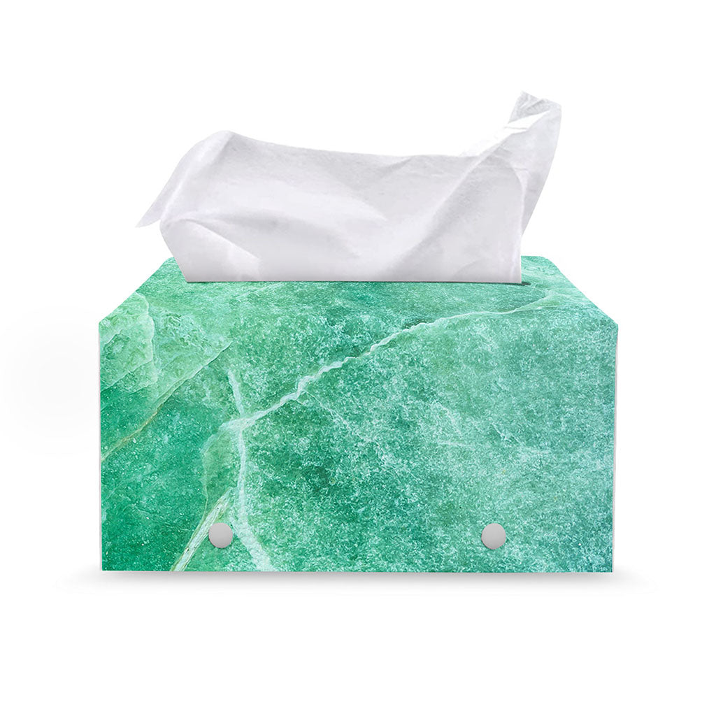 Teal Marble Print Leather Tissue Box Cover