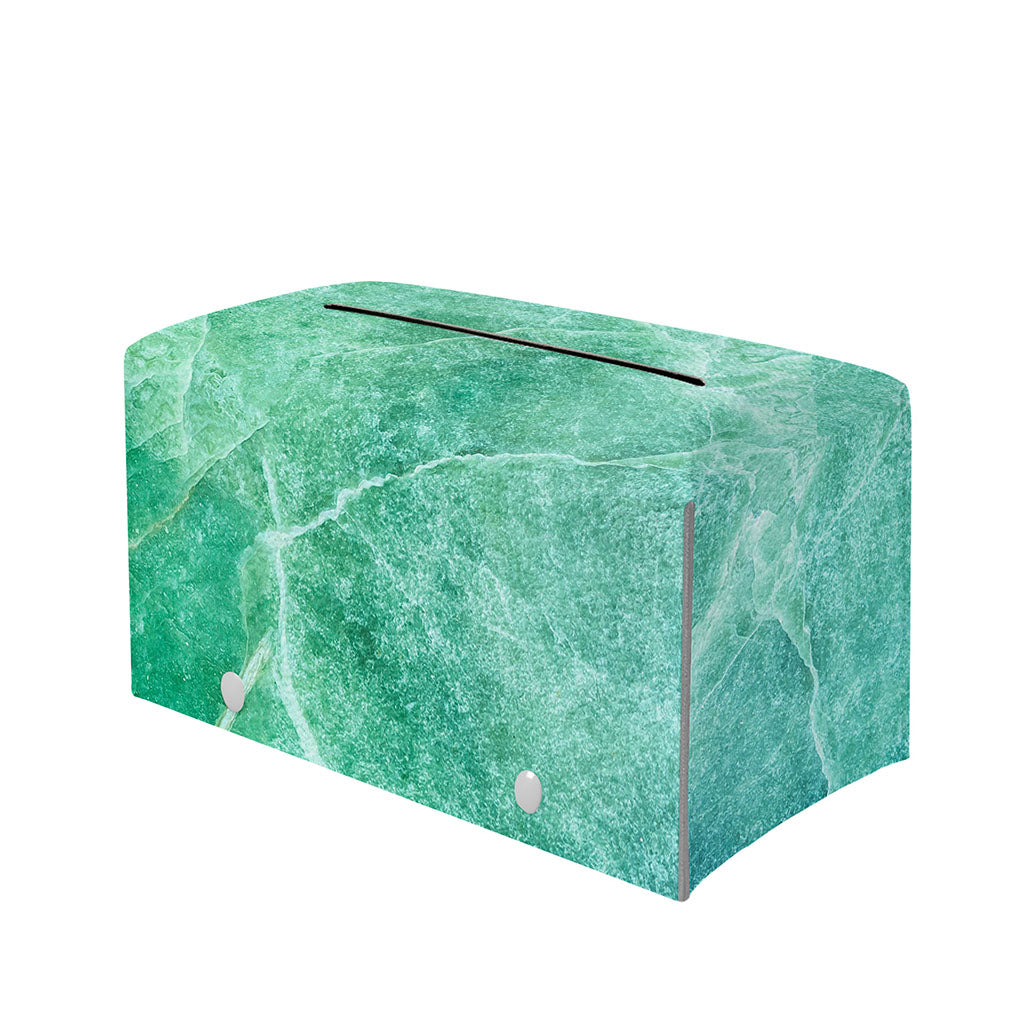 Teal Marble Print Leather Tissue Box Cover
