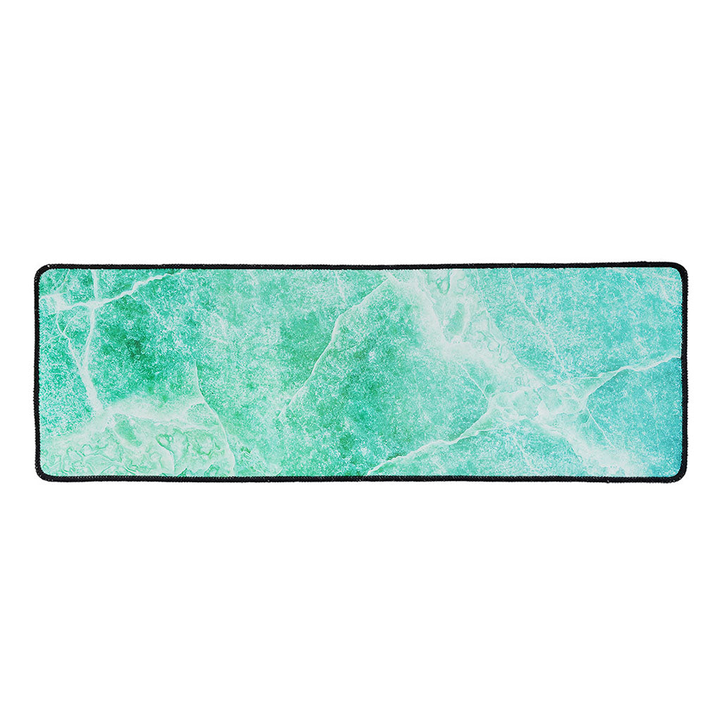 Teal Marble Print Long Kitchen Mat