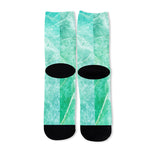 Teal Marble Print Long Socks