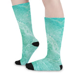 Teal Marble Print Long Socks