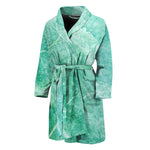 Teal Marble Print Men's Bathrobe