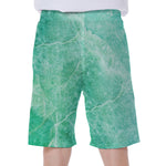 Teal Marble Print Men's Beach Shorts