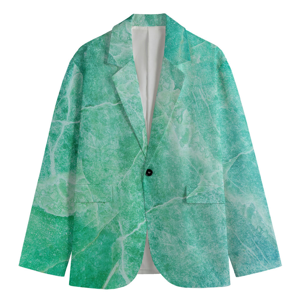 Teal Marble Print Men's Blazer