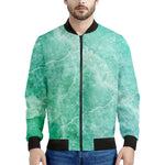 Teal Marble Print Men's Bomber Jacket