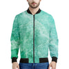 Teal Marble Print Men's Bomber Jacket