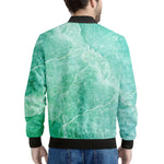 Teal Marble Print Men's Bomber Jacket