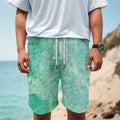 Teal Marble Print Men's Cargo Shorts