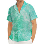 Teal Marble Print Men's Deep V-Neck Shirt