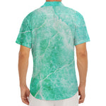 Teal Marble Print Men's Deep V-Neck Shirt