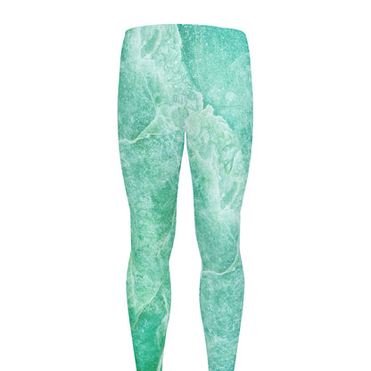 Teal Marble Print Men's leggings