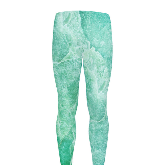 Teal Marble Print Men's leggings