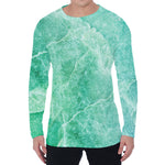 Teal Marble Print Men's Long Sleeve T-Shirt