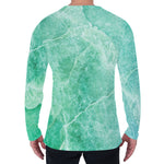 Teal Marble Print Men's Long Sleeve T-Shirt