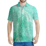 Teal Marble Print Men's Polo Shirt