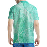 Teal Marble Print Men's Polo Shirt