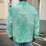 Teal Marble Print Men's Shirt Jacket