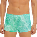 Teal Marble Print Men's Short Boxer Briefs