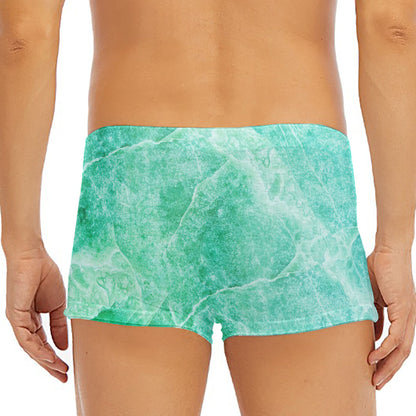 Teal Marble Print Men's Short Boxer Briefs
