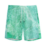Teal Marble Print Men's Sports Shorts