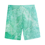 Teal Marble Print Men's Sports Shorts