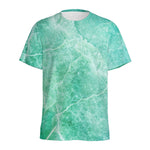 Teal Marble Print Men's Sports T-Shirt