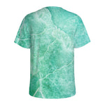 Teal Marble Print Men's Sports T-Shirt
