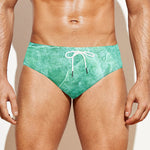 Teal Marble Print Men's Swim Briefs