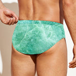 Teal Marble Print Men's Swim Briefs