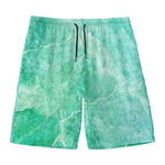 Teal Marble Print Men's Swim Trunks