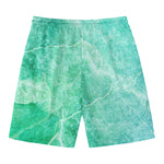 Teal Marble Print Men's Swim Trunks