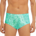 Teal Marble Print Men's Triangle Swim Briefs
