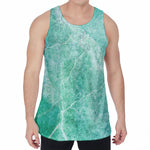 Teal Marble Print Men's Velvet Tank Top