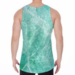 Teal Marble Print Men's Velvet Tank Top