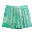 Teal Marble Print Mesh Shorts