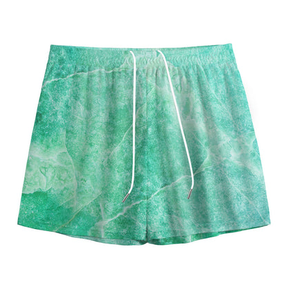 Teal Marble Print Mesh Shorts