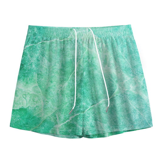 Teal Marble Print Mesh Shorts