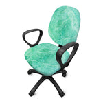 Teal Marble Print Office Chair Cover