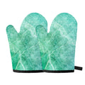 Teal Marble Print Oven Mitts