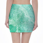 Teal Marble Print Pencil Mini Skirt